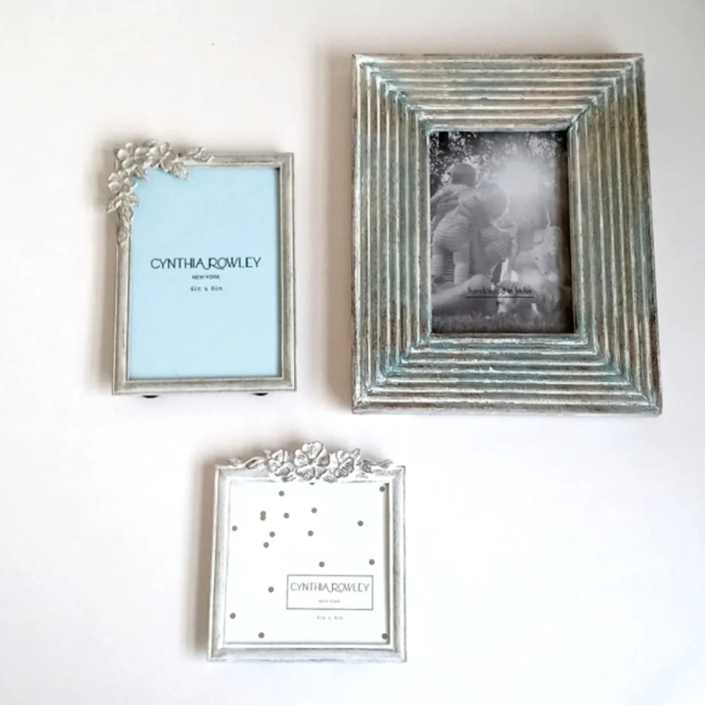 Shabby Chic White Washed/ Aged Sea Foam Green Shabby Chic Picture Frame Set of 3
